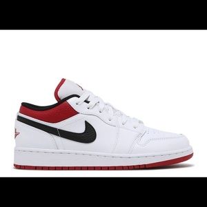 Nike Air Jordan 1 Low GS White Gym Red Sz 5.5Y and 7Y 553560-118 Brand New